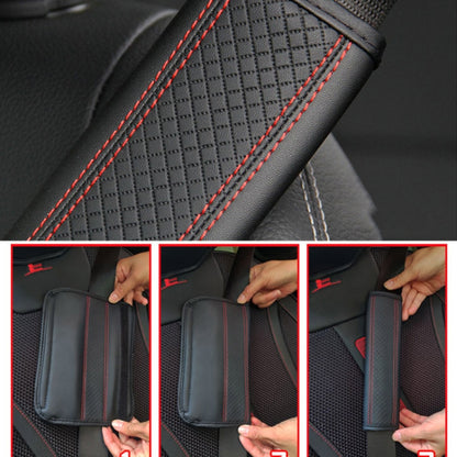 Fiber Leather Embossed Car Seat Belt Shoulder Cover Protector 6.5X23cm(Black Blue) by buy2fix
