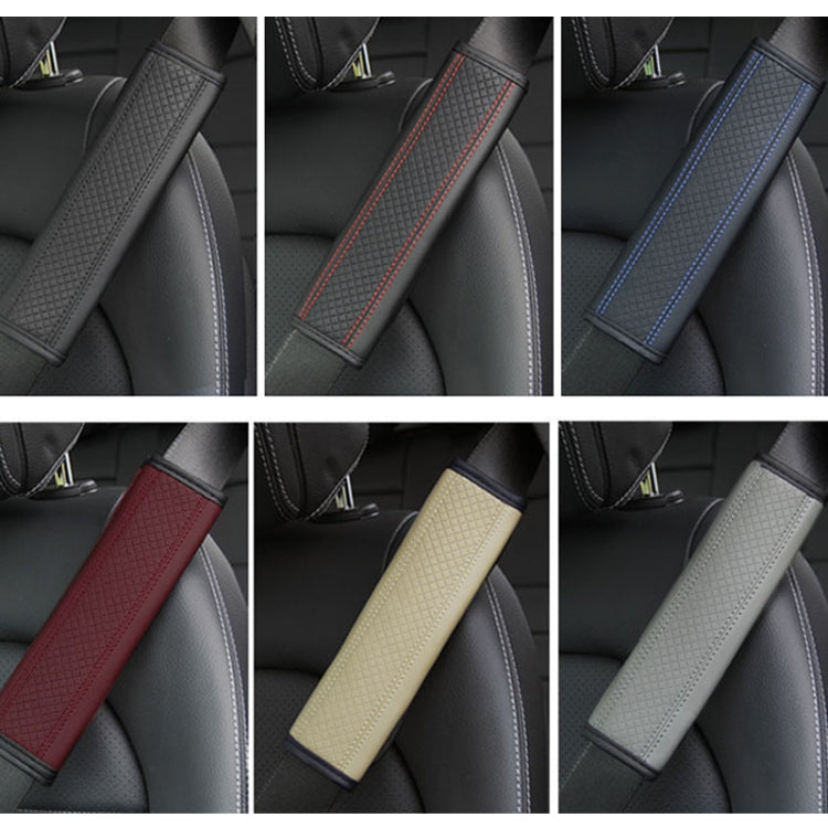 Fiber Leather Embossed Car Seat Belt Shoulder Cover Protector 6.5X23cm(Beige) - Seat Belts & Padding by buy2fix | Online Shopping UK | buy2fix