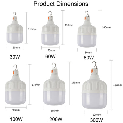 AB26 USB Charging LED Bulb Night Market Stall Lights Outdoor Camping Hanging Lamp, Power: 60W (White) - Camping Lighting by buy2fix | Online Shopping UK | buy2fix