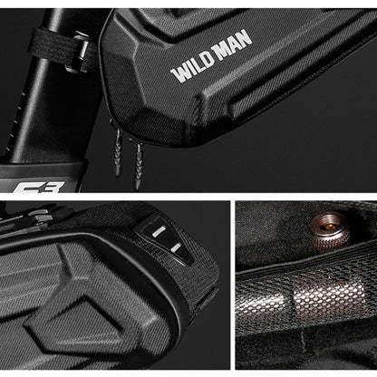 WILD MAN XT7 1.2L Mountain Bike EVA Hard Shell Waterproof Wear-resistant Tail Bag(Twill Style) by WILD MAN