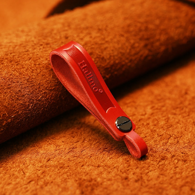 Hallmo First Layer Cowhide Leather Car Keychain(Oiled Waxed Leather Red) - Key Rings by Hallmo | Online Shopping UK | buy2fix