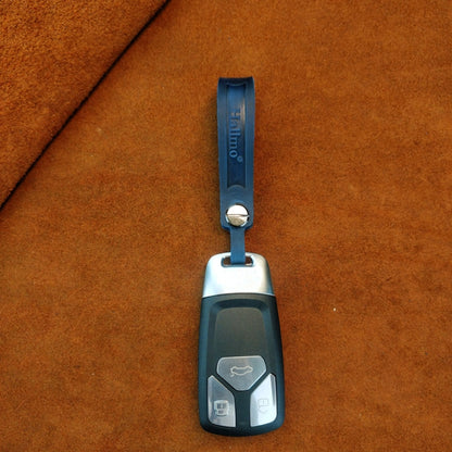 Hallmo First Layer Cowhide Leather Car Keychain(Oiled Waxed Leather Black) - Key Rings by Hallmo | Online Shopping UK | buy2fix