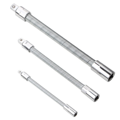 3 PCS/Set 1/4-3/8-1/2 Sleeve Extension Bendable Universal Joint Rod, Color: Silver - Hand Tool Sets by buy2fix | Online Shopping UK | buy2fix