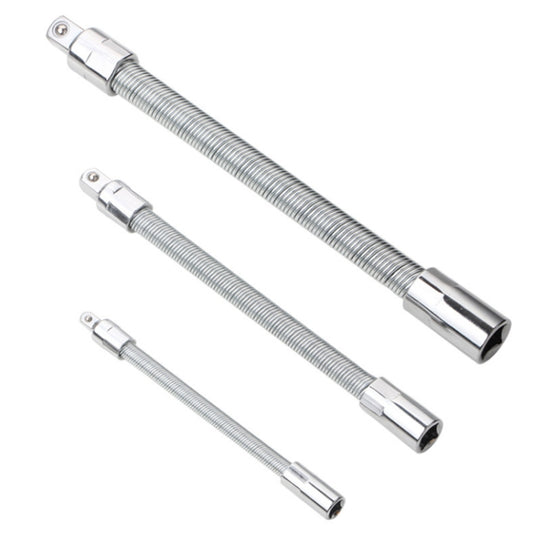 3 PCS/Set 1/4-3/8-1/2 Sleeve Extension Bendable Universal Joint Rod, Color: Silver - Hand Tool Sets by buy2fix | Online Shopping UK | buy2fix