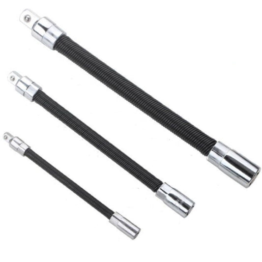 3 PCS/Set 1/4-3/8-1/2 Sleeve Extension Bendable Universal Joint Rod, Color: Black - Hand Tool Sets by buy2fix | Online Shopping UK | buy2fix