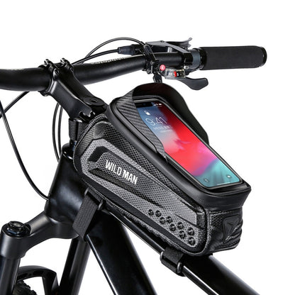 WILD MAN E10 1L Mountain Bike EVA Hard Shell Touch Screen Front Beam Bag(Black) by WILD MAN