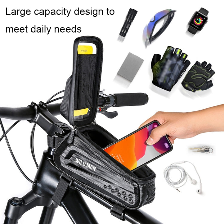 WILD MAN E10 1L Mountain Bike EVA Hard Shell Touch Screen Front Beam Bag(Black) by WILD MAN