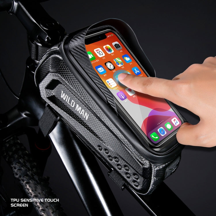 WILD MAN E10 1L Mountain Bike EVA Hard Shell Touch Screen Front Beam Bag(Black) by WILD MAN