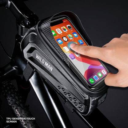 WILD MAN E10 1L Mountain Bike EVA Hard Shell Touch Screen Front Beam Bag(Black) by WILD MAN