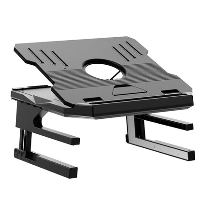 Double Layer Foldable Lift Laptop Stand  Aluminum Computer Heightening Bracket(Black) - Laptop Stand by buy2fix | Online Shopping UK | buy2fix