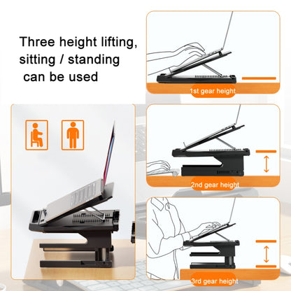 Double Layer Foldable Lift Laptop Stand  Aluminum Computer Heightening Bracket(Black) - Laptop Stand by buy2fix | Online Shopping UK | buy2fix