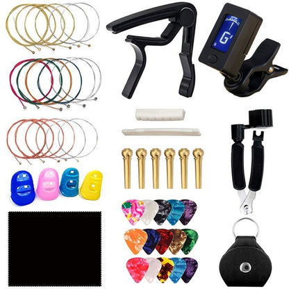 34 PCS / Set Folk Wood Bass Guitar Tuning Clip Tuner Instrument Set - String Instrument Accessories by buy2fix | Online Shopping UK | buy2fix