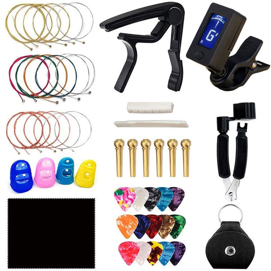 34 PCS / Set Folk Wood Bass Guitar Tuning Clip Tuner Instrument Set - String Instrument Accessories by buy2fix | Online Shopping UK | buy2fix