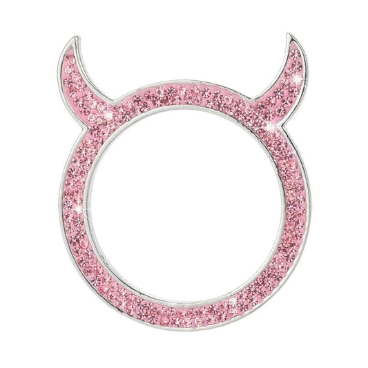 2 PCS Car Starter Button With Diamond Small Devil Decorative Ring(Pink) - Decoration Rings by buy2fix | Online Shopping UK | buy2fix