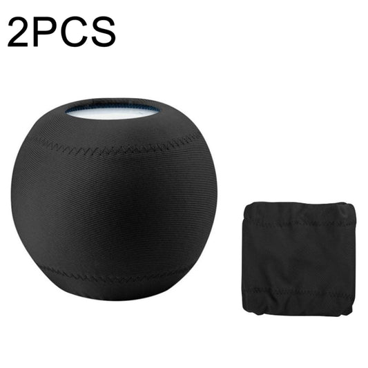 2 PCS For Homepod Mini Smart Speaker Dust Cover Stretch Cloth Audio Protection Cover(Black) - Protective Case by buy2fix | Online Shopping UK | buy2fix