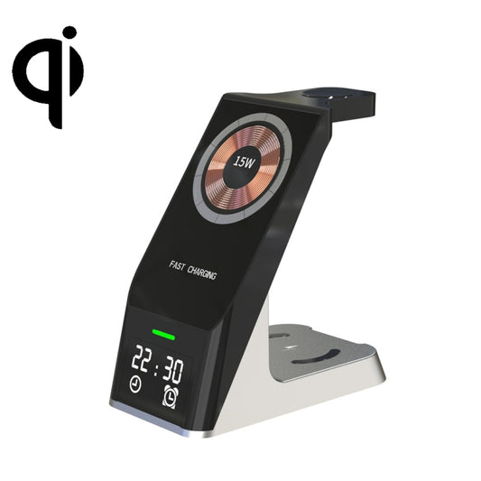 H27 15W  6 In 1 With Clock Function Magnetic Phone Wireless Charger For iWatch/AirPods(Black) - Wireless Charger by buy2fix | Online Shopping UK | buy2fix