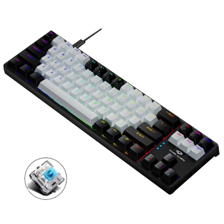 Dark Alien K710 71 Keys Glowing Game Wired Keyboard, Cable Length: 1.8m, Color: Black White Green shaft by Dark Alien