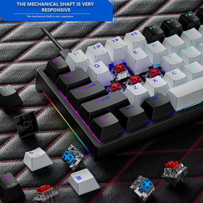 Dark Alien K710 71 Keys Glowing Game Wired Keyboard, Cable Length: 1.8m, Color: Black White Green shaft by Dark Alien