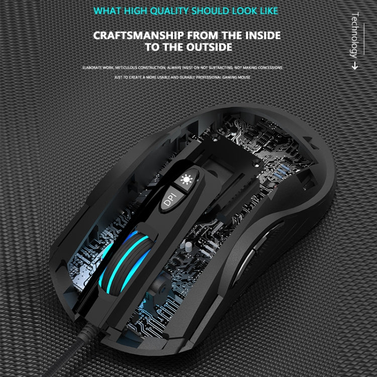 Dark Alien V600 7 Keys Office Computer Business Mouse, Cable Length: 1.42m(Black) by Dark Alien