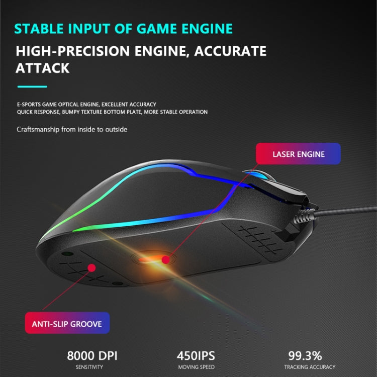 Dark Alien V600 7 Keys Office Computer Business Mouse, Cable Length: 1.42m(Black) by Dark Alien