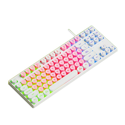 Dark Alien DK100 87 Keys Hot Plug-In Glowing Game Wired Mechanical Keyboard, Cable Length: 1.3m(White Pink) by Dark Alien