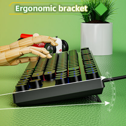 Dark Alien DK100 87 Keys Hot Plug-In Glowing Game Wired Mechanical Keyboard, Cable Length: 1.3m(White Pink) by Dark Alien