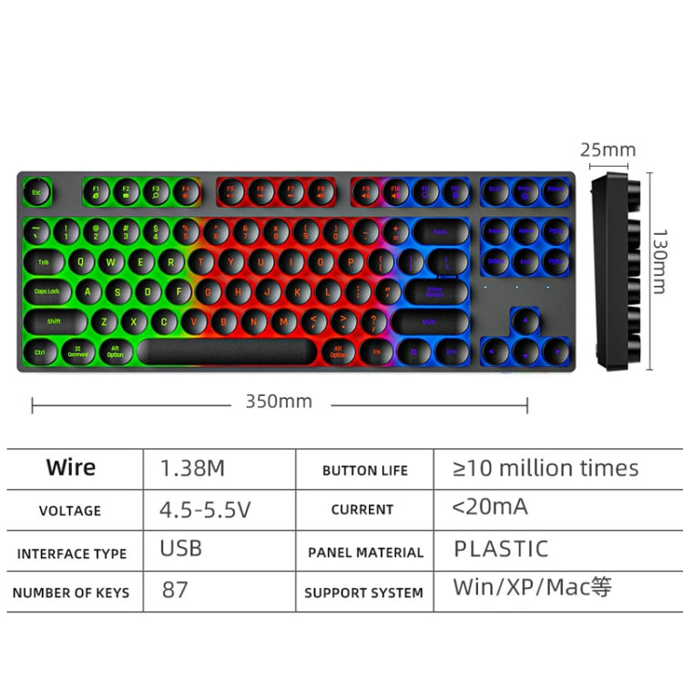 Dark Alien DK100 87 Keys Hot Plug-In Glowing Game Wired Mechanical Keyboard, Cable Length: 1.3m(Pink White) by Dark Alien