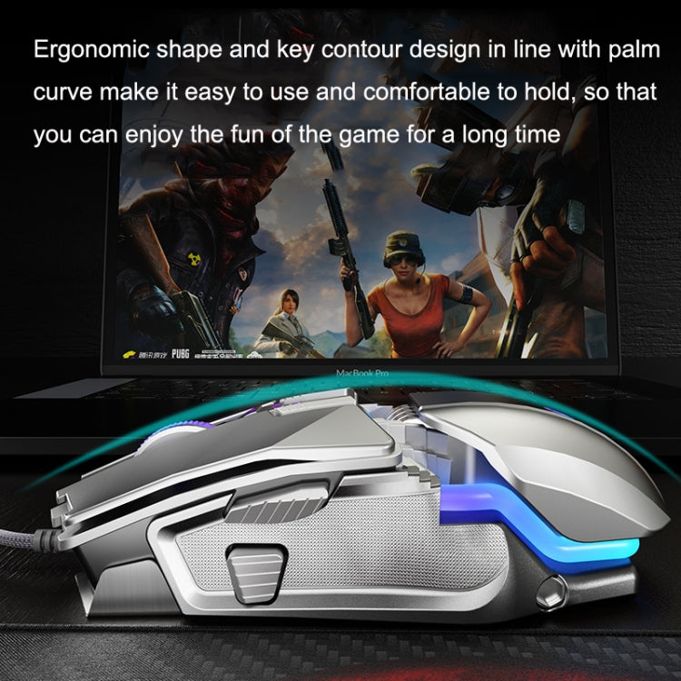 Dark Alien V710 7 Keys Metal Office Wired Glowing Mouse, Cable Length: 1.78m(Black) by Dark Alien