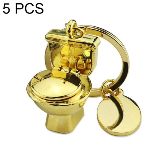 5 PCS X-026 Mini Toilet Shape Car Keychain Bag Pendant(Gold) - Key Rings by buy2fix | Online Shopping UK | buy2fix