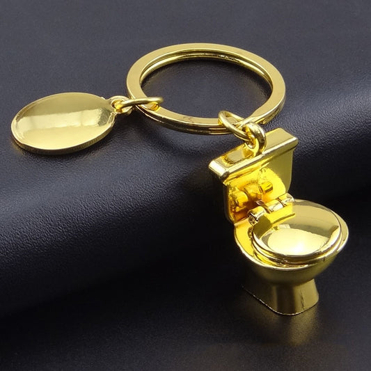 5 PCS X-026 Mini Toilet Shape Car Keychain Bag Pendant(Gold) - Key Rings by buy2fix | Online Shopping UK | buy2fix