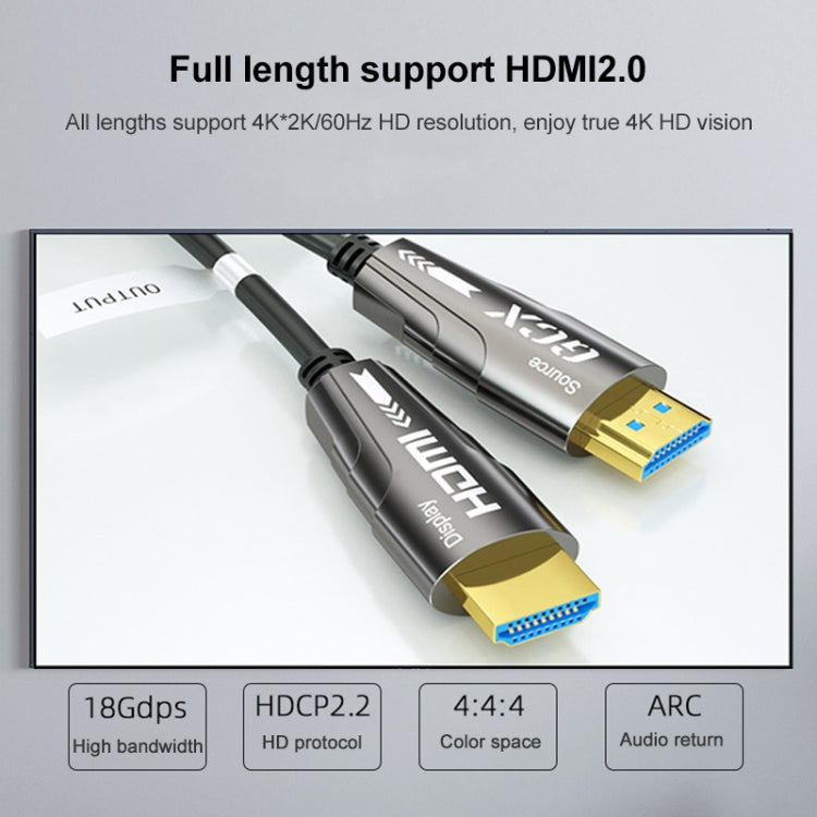 HDMI 2.0 Male To HDMI 2.0 Male 4K HD Active Optical Cable, Cable Length: 90m by buy2fix