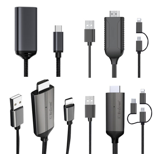 LD36 8 Pin + Micro USB + Type-C / USB-C to HDMI  1080P HDTV Dongle Cable, Plug And Play HDMI With Screen Plug And Play - Wireless Display Dongle by buy2fix | Online Shopping UK | buy2fix