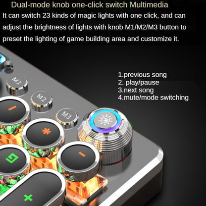 K820 104 Keys Retro Punk Plating Knob Glowing Wired Green Shaft Keyboard, Cable Length: 1.6m, Style: White Light (Blue) by buy2fix