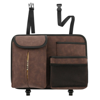 DE RAN FU Flip Fur Car Seat BackTissue Box Storage Hanging Bag With Hook(Brown) - Tissue Boxes by buy2fix | Online Shopping UK | buy2fix