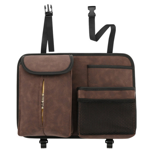DE RAN FU Flip Fur Car Seat BackTissue Box Storage Hanging Bag With Hook(Brown) - Tissue Boxes by buy2fix | Online Shopping UK | buy2fix