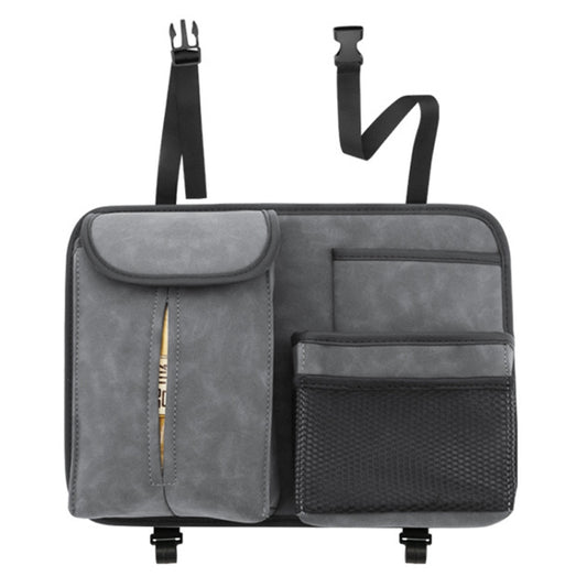 DE RAN FU Flip Fur Car Seat BackTissue Box Storage Hanging Bag With Hook(Grey) - Tissue Boxes by buy2fix | Online Shopping UK | buy2fix