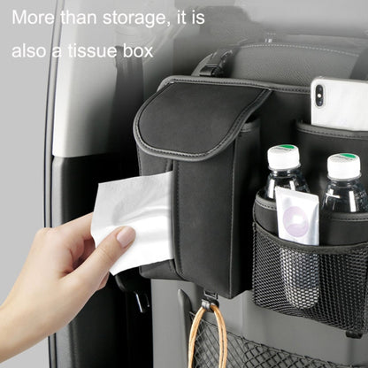 DE RAN FU Flip Fur Car Seat BackTissue Box Storage Hanging Bag With Hook(Brown) - Tissue Boxes by buy2fix | Online Shopping UK | buy2fix