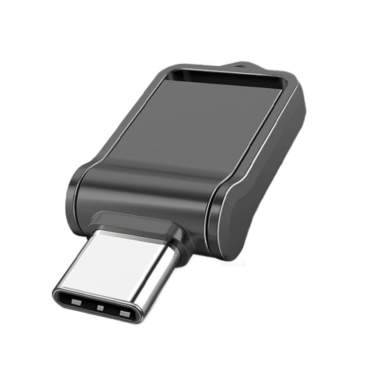 64GB USB 2.0 + Type-C/USB-C High Speed Mini Computer and Phone Dual-purpose Rotary U Disk(Black) by buy2fix