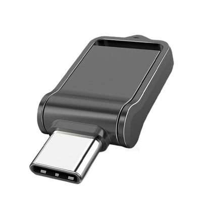 64GB USB 2.0 + Type-C/USB-C High Speed Mini Computer and Phone Dual-purpose Rotary U Disk(Black) by buy2fix