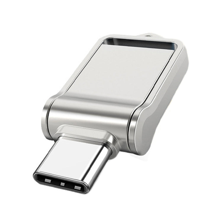 64GB USB 2.0 + Type-C/USB-C High Speed Mini Computer and Phone Dual-purpose Rotary U Disk(Silver) by buy2fix