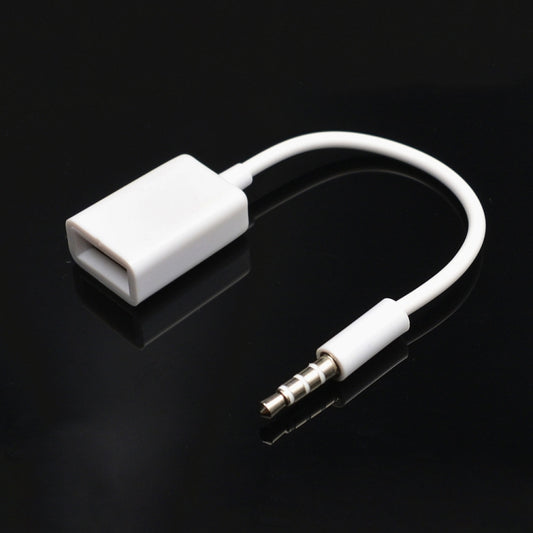 10 PCS Y-1502 14cm Car AUX Audio Cable To USB Car 3.5mm Adapter Cable(White) - Bluetooth Adapters by buy2fix | Online Shopping UK | buy2fix