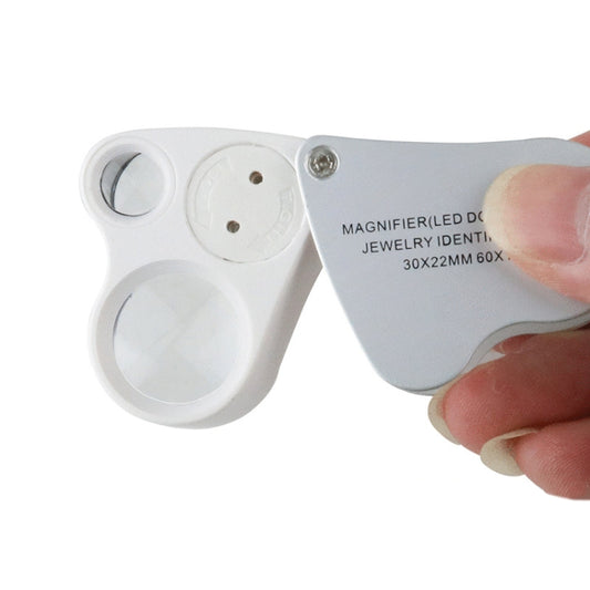 MG9889 30X-60X Mini Dual-Lens Craft Appreciation Magnifying Glass with LED Light - Detection Jewelry by buy2fix | Online Shopping UK | buy2fix