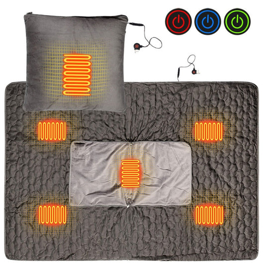 Portable USB Smart Heating Multifunctional Pillow Electric Heating Blanket, Free Size(Grey) - Bedding by buy2fix | Online Shopping UK | buy2fix