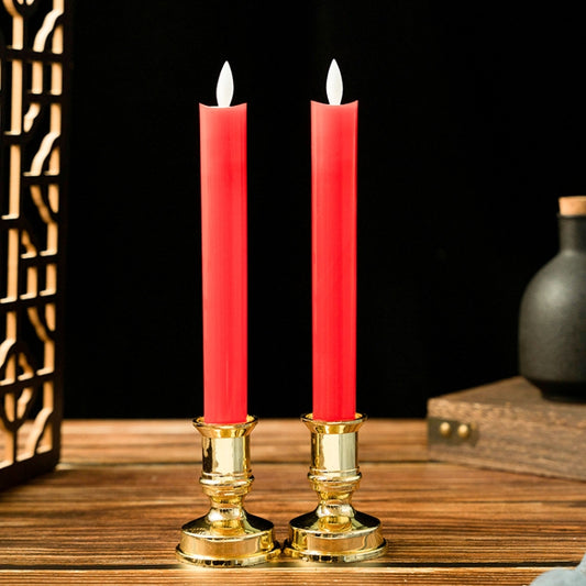2 PCS Simulation Long-rod Electronic Candle Lamp Swing Wick LED Temple Lamp(Red) - Holiday Lights by buy2fix | Online Shopping UK | buy2fix