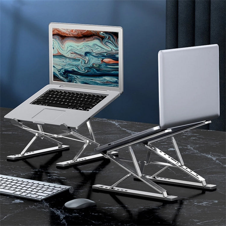 N8 Double-layer Foldable Lifting Aluminum Alloy Laptop Heat Dissipation Stand, Color: Silver - Laptop Stand by buy2fix | Online Shopping UK | buy2fix
