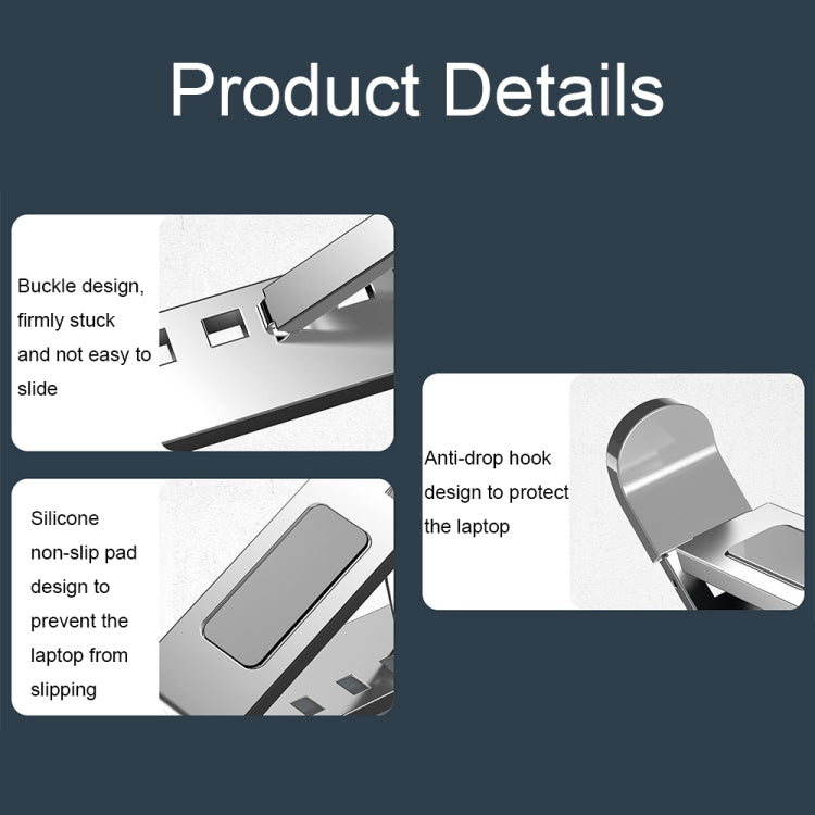 N8 Double-layer Foldable Lifting Aluminum Alloy Laptop Heat Dissipation Stand, Color: Oxidized Silver - Laptop Stand by buy2fix | Online Shopping UK | buy2fix