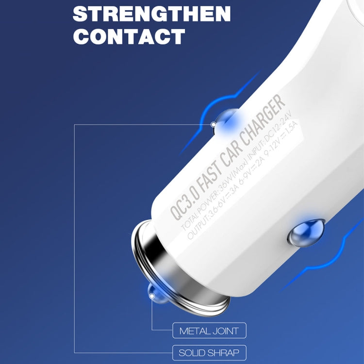 LDNIO C511Q 36W QC 3.0 Phone Fast Charger Dual-USB Ports Smart Car Charger with 8 Pin Cable - Car Charger by LDNIO | Online Shopping UK | buy2fix