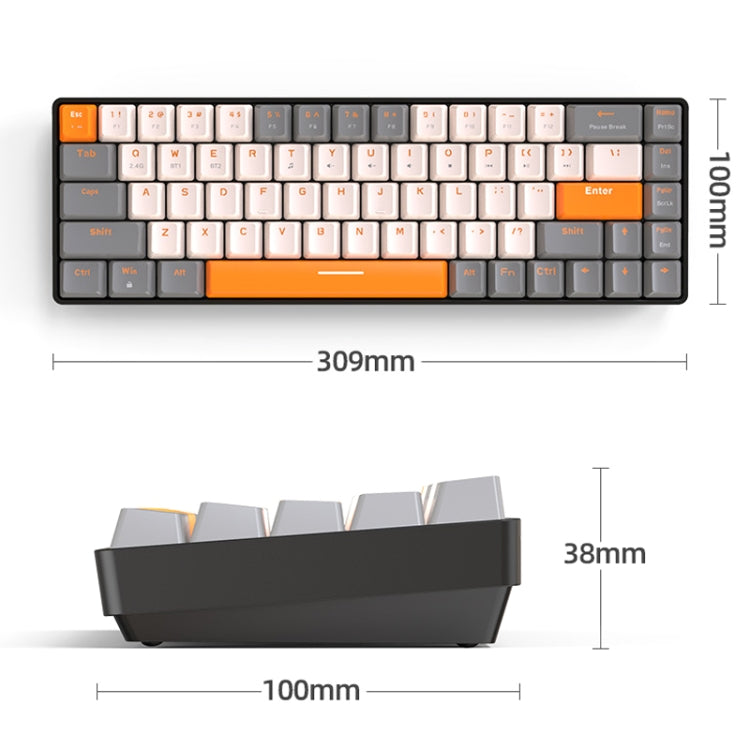 ZIYOU LANG K68 68 Keys Bluetooth Wireless Dual Model Mechanical Keyboard, Style: Red Shaft Version (Shimmering) by ZIYOU LANG