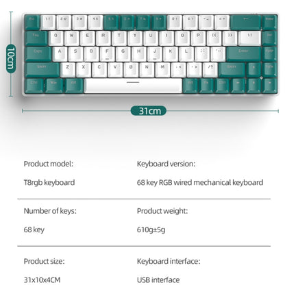 ZIYOU LANG T8 68 Keys RGB Gaming Mechanical Keyboard, Cable Length: 1.5m, Style: Micro Light Version Green Shaft by ZIYOU LANG