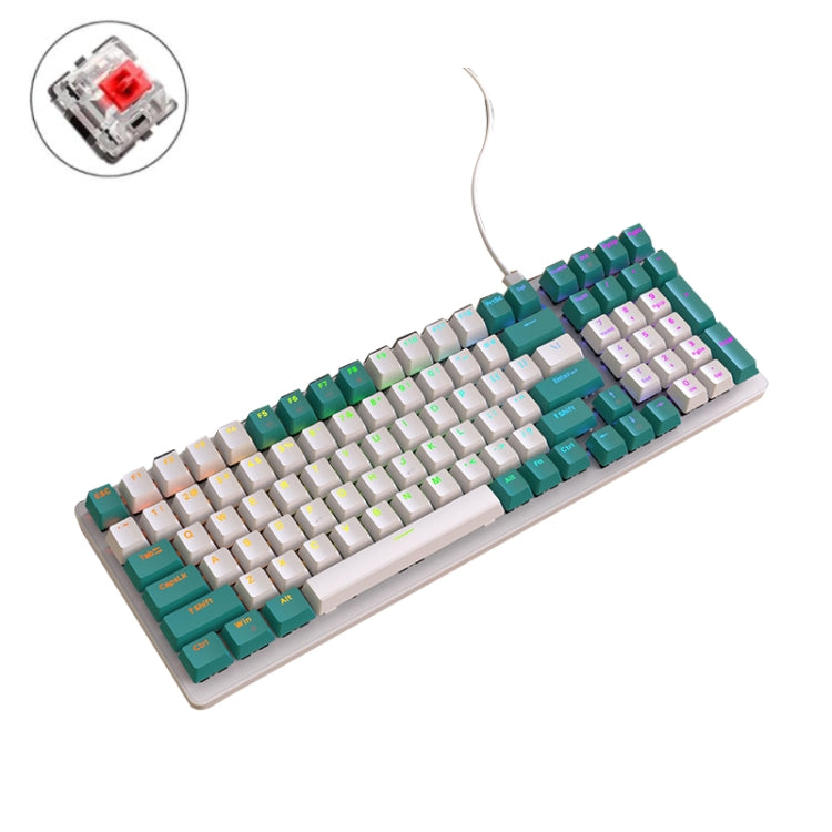 ZIYOU LANG K3 100 Keys Game Glowing Wired Mechanical Keyboard, Cable Length: 1.5m, Style: Water Green Version Red Axis by ZIYOU LANG